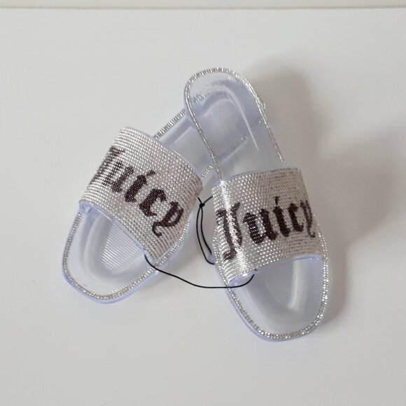 NWT Juicy Couture crystal rhinestone embellished logo flat sandal slides, 8 - Picture 14 of 16